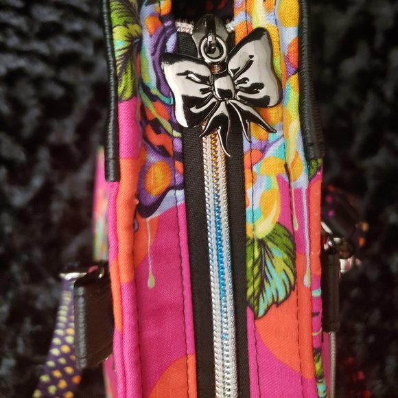 Pink/Black Painted Roses Handbag - Picture 8 of 11